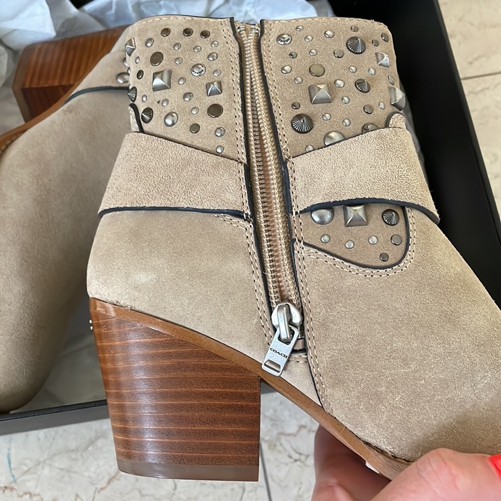 Coach Women Pia Stud West Boots in cream color - Picture 9 of 13